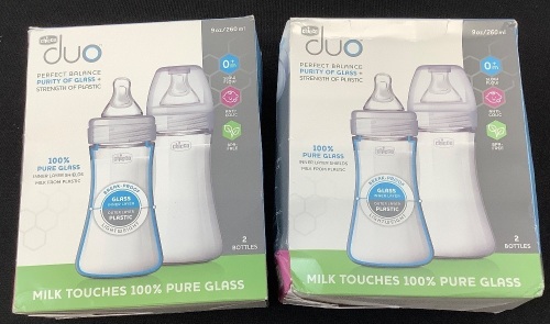 Lot of (2) 2pk Chicco Duo Glass Bottles - Lot 699