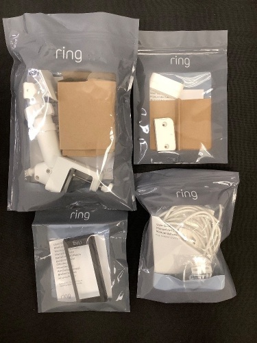 Lot of (4) Ring Accessories Gutter Mount, Plug in Adapter, Interchangeable Faceplate, Alarm Contact Sensor Riser - Lot 18