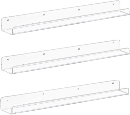 Set of 3 Clear Acrylic Ledge Shelves, 24" - Lot 537
