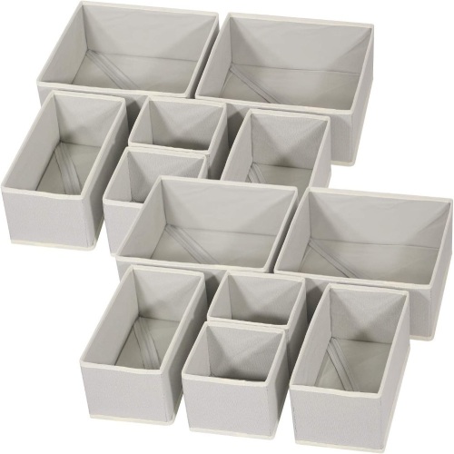 Set of (12) Foldable Cloth Dresser Storage Boxes, Varying Sizes - Lot 462