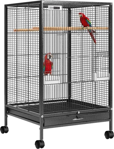 VIVOHOME 30 Inch Height Wrought Iron Bird Cage with Rolling Stand - Lot 1215
