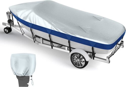 VINPATIO Boat Cover 17-19 ft Heavy Duty 600D Solution-Dyed Polyester 100% Waterproof Marine Grade Trailerable Boat Covers - Lot 1225