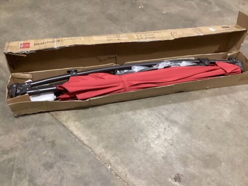 Solar LED Offset Hanging Patio Umbrella w/ Crank Tilt Adjustment - 10ft  - Lot 221