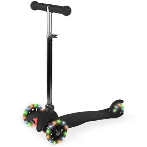 Kids Mini Kick Scooter Toy w/ Colorful Light-Up Wheels, Adjustable T-Bar  - Lot 509