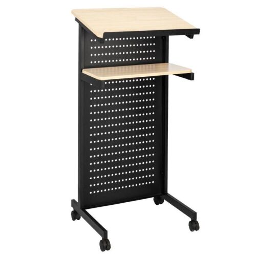Wheeled Lectern with Storage Shelf, Tilted Top Board & Edge Stopper  - Lot 241