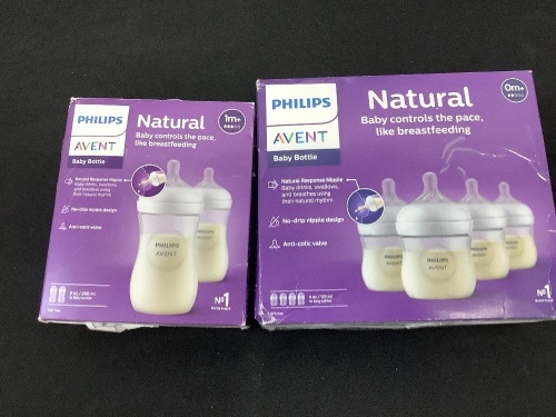 Philips Avent Baby Bottles - 4-0m+ 4oz & 2-1m+ 9oz - Lot 200
