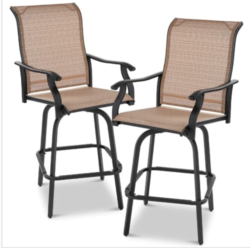 Set of 2 Swivel Barstools w/ 360 Rotation, All-Weather Mesh - Lot 230