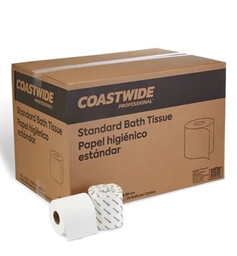 Case of Coastwide 2-Ply Standard Toilet Paper, 500 Sheets/Roll, 96 Rolls/Carton - Lot 415