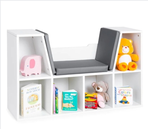 6-Cubbie Kids Bookcase Furniture Accent w/ Cushioned Reading Nook - Lot 525