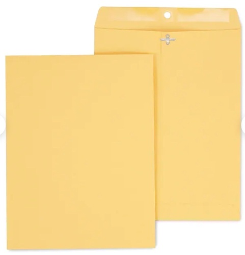 Staples Clasp Gummed Envelopes, 10"L x 13"H, 6 Boxes, 100 per Box - Lot 345