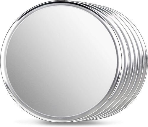 New Star Foodservice 50929 Pizza Pan/Tray, Wide Rim, Aluminum, 20 Inch, Pack of 6 - Lot 280
