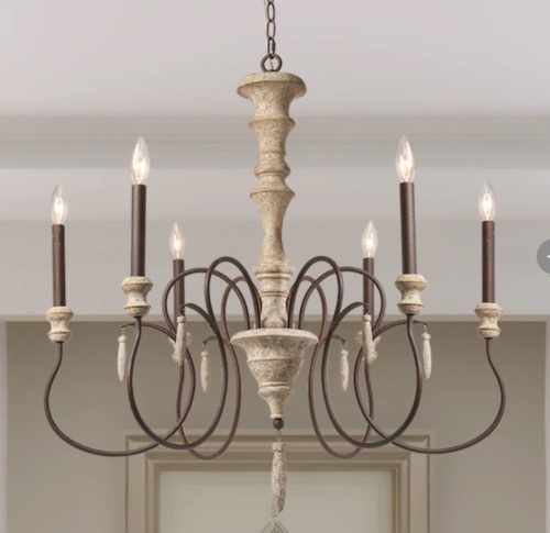 6-Light Distressed Wood French Country/Cottage LED Chandelier - Lot 26