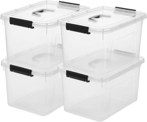 4 pk Clear Storage Latch Boxes with Lids, 16 Quart - Lot 98