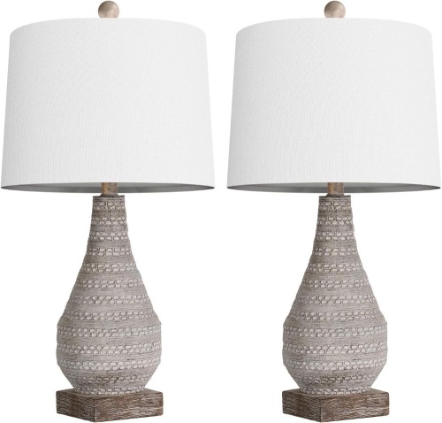 BOBOMOMO Rustic Retro 24.8'' Farmhouse Table Lamps, Set of 2 - Lot 91