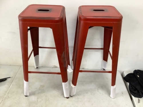 Set of 2 BCP Red Barstools - Lot 1861