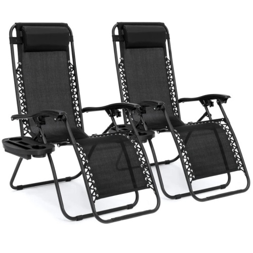 Set of 2 Adjustable Zero Gravity Patio Chair Recliners w/ Cup Holders - Lot 1832