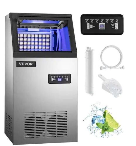 VEVOR 88 lb. / 24 H Commercial Stainless Steel Auto Clean Freestanding Ice Maker Machine - Lot 59