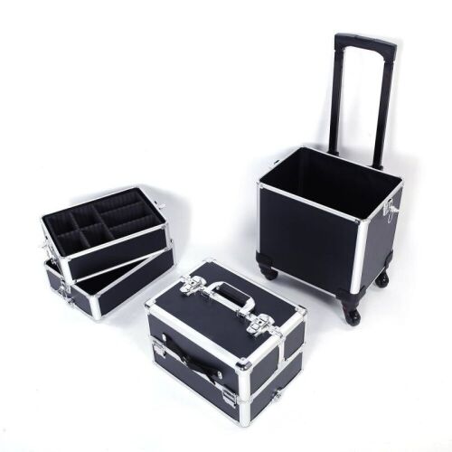 4 in 1 Professional Aluminum Rolling Makeup Trolley Artist Train Case - Lot 104