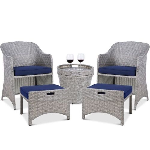 5-Piece Outdoor Wicker Bistro Set w/ Side Storage Table, No Assembly  - Lot 26