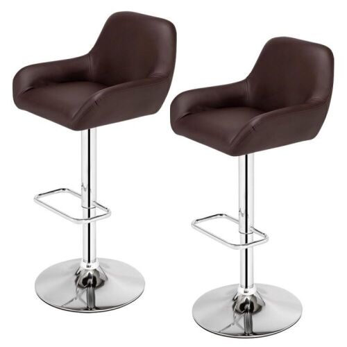 Set of 2 Mid-Century Adjustable Leather Counter Swivel Stools - Lot 159