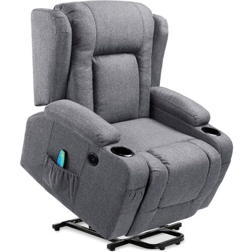 Electric Power Lift Recliner Massage Chair w/ Heat, USB Port, Cupholders  - Lot 21