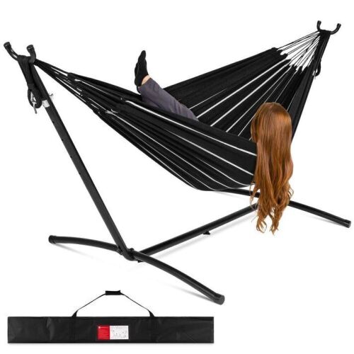 2-Person Brazilian-Style Double Hammock w/ Carrying Bag and Steel Stand  - Lot 415