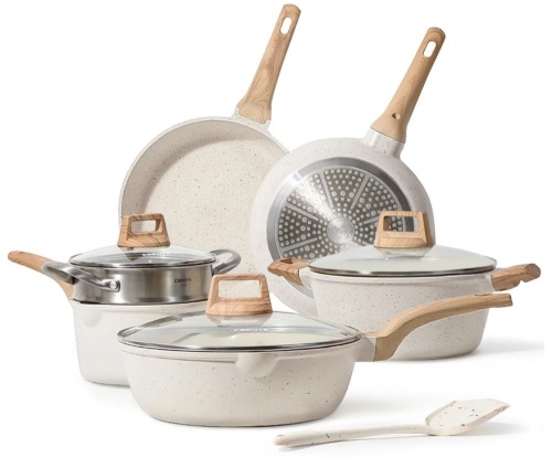 Carote 10 Pcs White Granite Non-Stick Cookware Sets - Lot 43