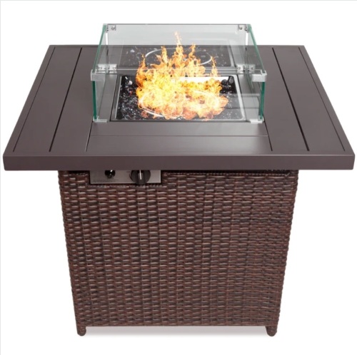 32in Fire Pit Table 50,000 BTU Wicker - Lot 94