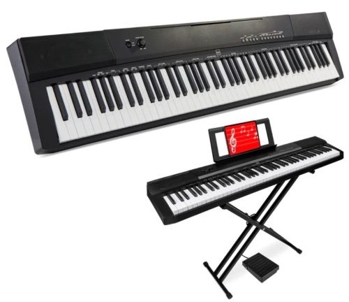 88-Key Digital Piano Set w/ Semi-Weighted Keys, Stand, Sustain Pedal - Lot 95G