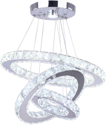 Winretro 3 Ring Modern LED Crystal Chandelier Light Fixture - Lot 112
