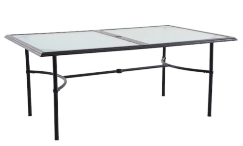 Style Selections Seacrest Rectangle Outdoor Dining Table 42.32-in W x 70.86-in L with Umbrella-Hole - Lot 243