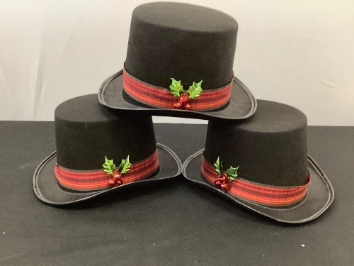 Set of 3 Christmas Caroler Adult Top Hats - Lot 274