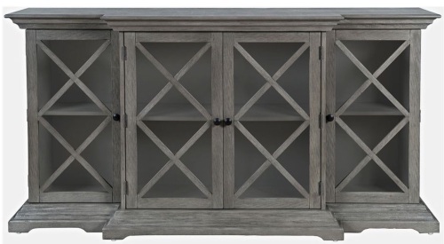 Carrington Contemporary Wire Brushed 70 Inch Breakfront Accent Cabinet - Lot 275