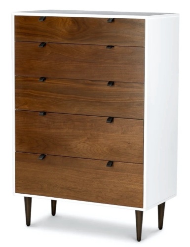 5 Drawer White/Walnut Dresser - Lot 280