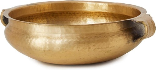 Serene Spaces Handmade Hammered Metal Decorative Bowl, 4.25" Tall & 12.5" Diameter - Lot 306
