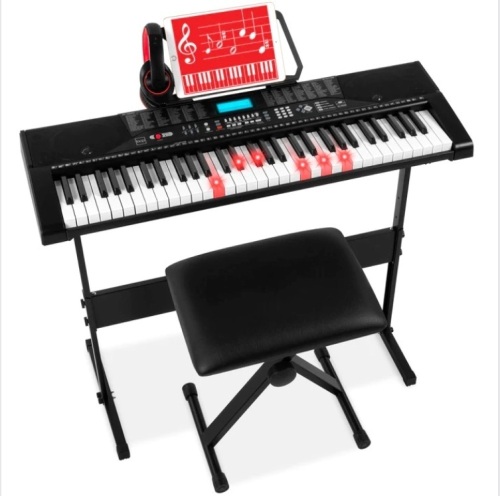 61-Key Beginners Electronic Keyboard Piano Set For Teenagers & Adults - Lot 421