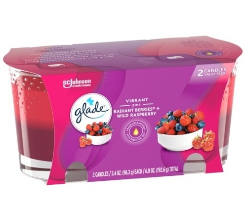 Case of 3 Glade Vibrant 2-In-1 Radiant Berries + Wild Raspberry Candle Twin Packs - Lot 595
