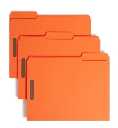 Case of 5 Boxes of Smead Fastener Folders, Letter Size, Orange, 50/Box - Lot 571
