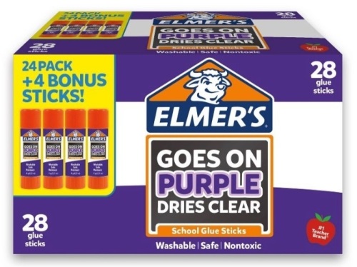 Lot of 6 Elmer's 28pk Washable School Glue Sticks - Disappearing Purple - Lot 710