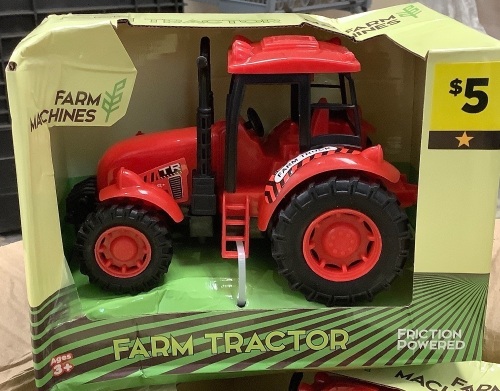 Case of 6 Friction Powered Farm Tractor Toys, 2 Damaged - Lot 647