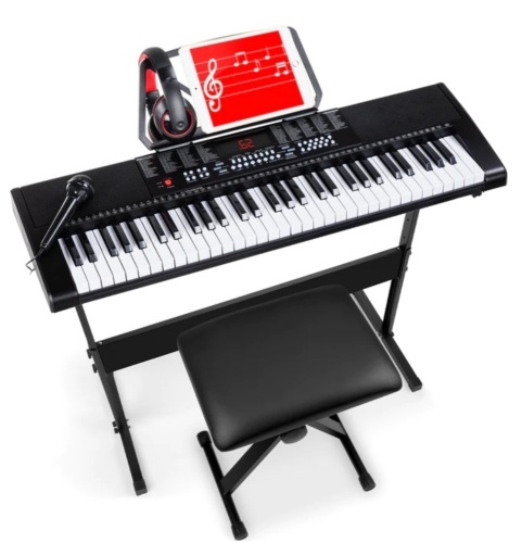 61-Key Beginners Electronic Keyboard Piano Set w/ 3 Modes, Microphone - Lot 80