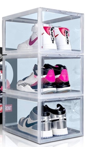PUMPS&KICKS Stackable Shoe Storage Organizer Boxes, 3 Pack - Lot 556