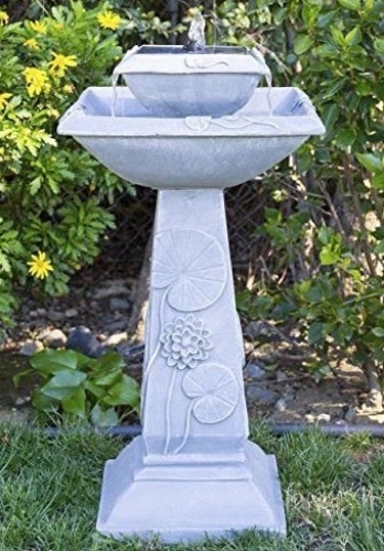 2-Tier Solar Bird Bath Fountain With LED Lights And Integrated Solar Panel - Lot 708