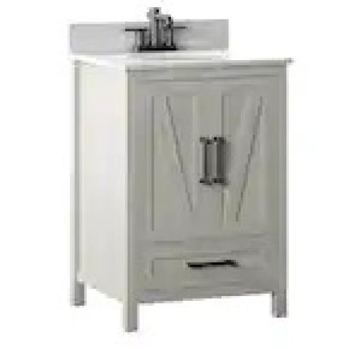 Rustic 24 in. Bath Vanity in Fairfax Oak with White Stone Top and White Basin - Lot 2072