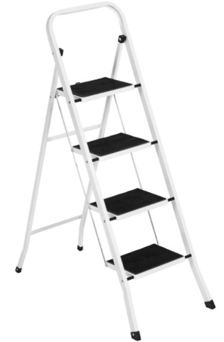 Folding Steel 4-Step Ladder w/ Hand Rail, Wide Steps, 330lbs Capacity - Lot 216