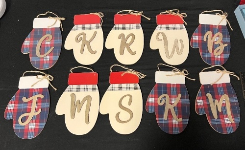 Case of 10 Monogram Wooden Mittens - Lot 272