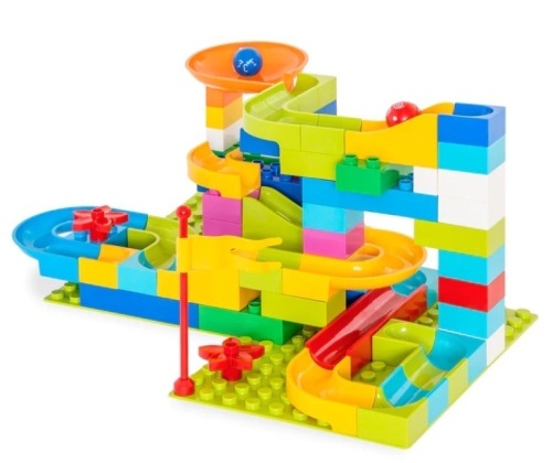 97-Piece Kids Create Your Own Marble Maze Run Racetrack Puzzle Game Set - Lot 404