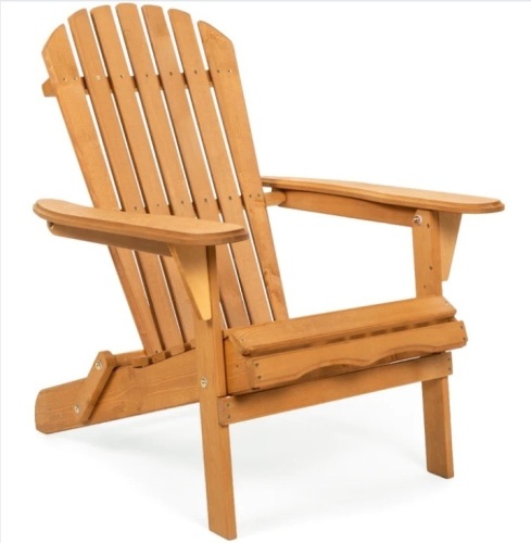 Folding Wooden Adirondack Chair Accent Furniture w/ Natural Finish - Lot 604