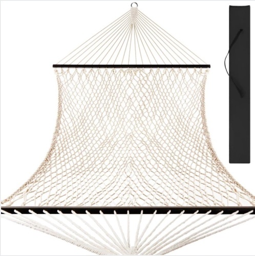 Cotton Rope 2-Person Double Hammock w/ Spreader Bars, Carrying Case - Lot 210