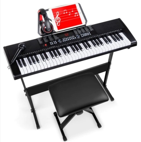 61-Key Beginners Electronic Keyboard Piano Set w/ 3 Modes, Microphone - Lot 341
